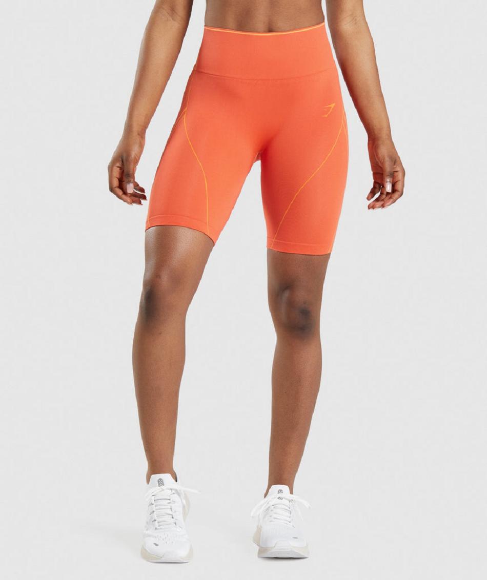 Pantalones Cortos Gymshark Apex Seamless High Rise Corta Mujer Naranjas Albaricoque Naranjas | CO 2771JPQ